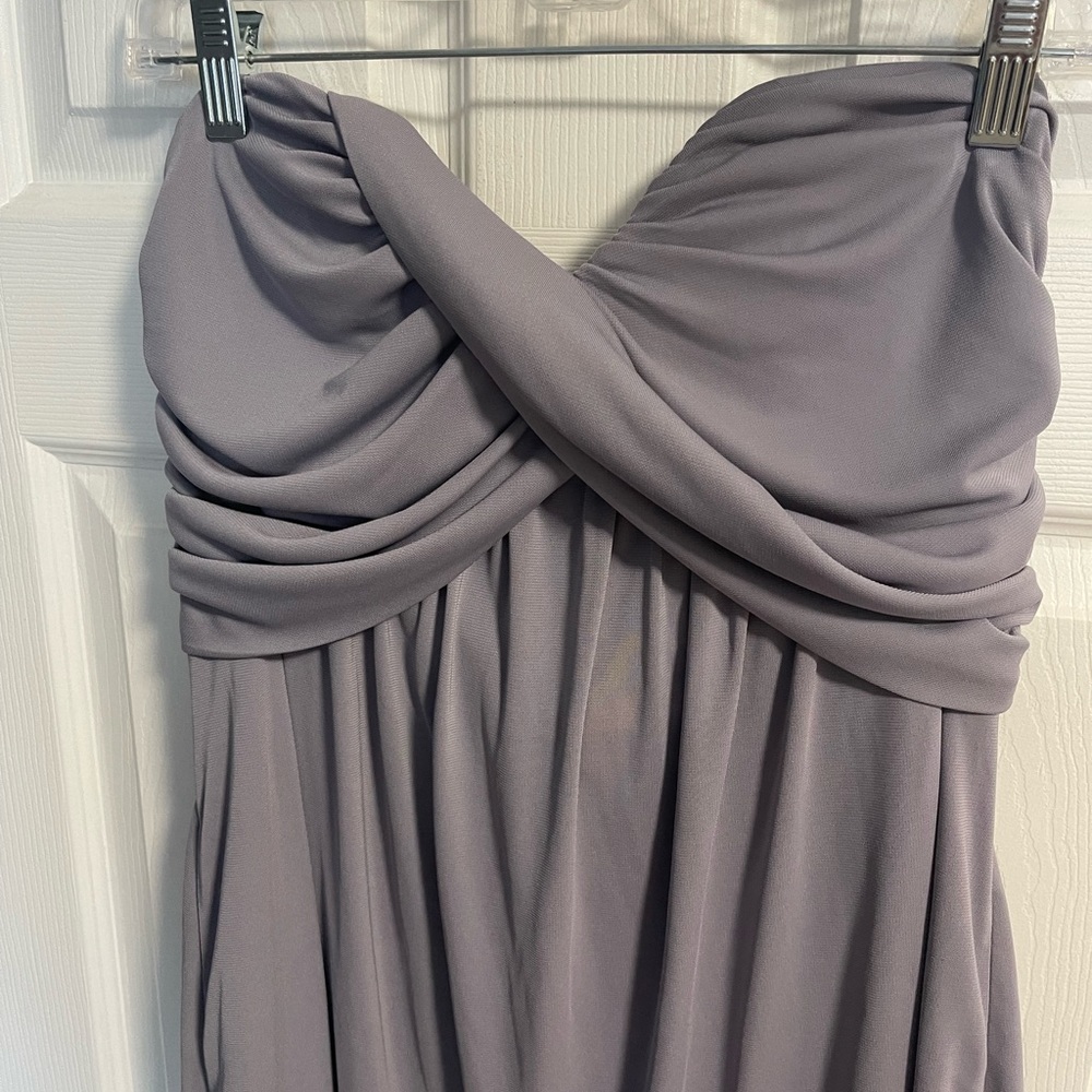 Dove & Dahlia Leah Bridesmaid Cocktail Strapless Dress in Slate Grey - Picture 4 of 7